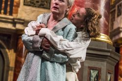 Helen Schlesinger and Michelle Terry in HAMLET by William Shakespeare @ Shakespeare's Globe. Designed by E.M. Parry. Directed by Federay Holmes and Elle While. Photo ©Tristram Kenton