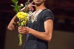 Shubham Saraf in HAMLET by William Shakespeare @ Shakespeare's Globe. Designed by E.M. Parry. Directed by Federay Holmes and Elle While. Photo ©Tristram Kenton