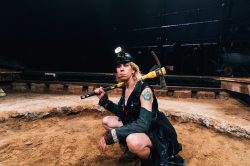 WE DIG, devised by Emma Frankland and the company. Design by E.M. Parry, costume design associate Prinx Lydia. Dir. Emma Frankland. Oval House, 2019. Photo: Rosie Powell.