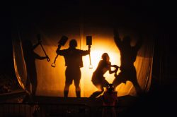 WE DIG, devised by Emma Frankland and the company. Design by E.M. Parry, costume design associate Prinx Lydia. Dir. Emma Frankland. Oval House, 2019. Photo: Rosie Powell.
