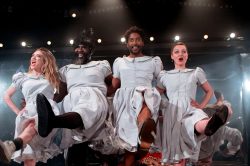 Lucy McCormick, La Gateaux Chocolate, Peter Braithwaite and Helen Bray in Effigies of Wickedness: Songs Banned by the Nazis. Gate Theatre / ENO co-production. Set and costume design by E.M. Parry. Directed by Ellen McDougall. 2018. photo Helen Murray