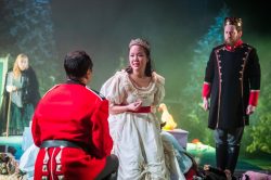 GRIMM TALES by Philip Pullman, based on Tales of the Brothers Grimm, adapted / devised by Kirsty Housley and the company. Designed by E.M. Parry. Dir. Kirsty Housley. Unicorn Theatre, 2019.
