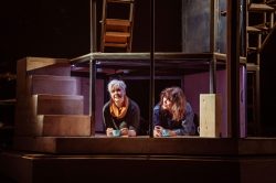 Ruth Bratt and Josie Lawrence in AN IMPROBABLE MUSICAL, Improbable Co. / Royal & Derngate co-production, the Royal Theatre, Northampton, and touring, 2022. Set and costume design: E.M. Parry. Directed by Lee Simpson and Ang Clerkin. Photo ©Hugo Glendinning
