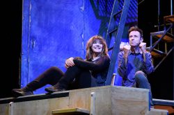 Josie Lawrence and Lee Simpson in AN IMPROBABLE MUSICAL, Improbable Co. / Royal & Derngate co-production, the Royal Theatre, Northampton, and touring, 2022. Set and costume design: E.M. Parry. Directed by Lee Simpson and Ang Clerkin. Photo ©Jane Hobson