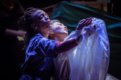 Janet Etuk and Aya Nakamura in AN IMPROBABLE MUSICAL, Improbable Co. / Royal & Derngate co-production, the Royal Theatre, Northampton, and touring, 2022. Set and costume design: E.M. Parry. Directed by Lee Simpson and Ang Clerkin. Photo © Marc Brenner