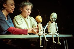 Janet Etuk and Aya Nakamura in AN IMPROBABLE MUSICAL, Improbable Co. / Royal & Derngate co-production, the Royal Theatre, Northampton, and touring, 2022. Set and costume design: E.M. Parry. Directed by Lee Simpson and Ang Clerkin. Photo © Marc Brenner