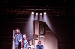 Cast of AN IMPROBABLE MUSICAL, Improbable Co. / Royal & Derngate co-production, the Royal Theatre, Northampton, and touring, 2022. Set and costume design: E.M. Parry. Directed by Lee Simpson and Ang Clerkin. Photo © Marc Brenner