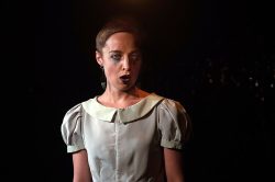Helen Bray in Effigies of Wickedness: Songs Banned by the Nazis. Gate Theatre / ENO co-production. Set and costume design by E.M. Parry. Directed by Ellen McDougall. 2018. photo Helen Murray